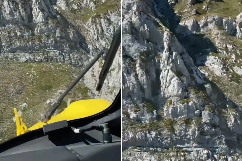 Gran Sasso: un escursionista pescarese di 56 anni è morto dopo essere precipitato per 300 metri lungo un sentiero di Pizzo Cefalone, a 2.500 metri di quota (foto Cnsas Abruzzo)