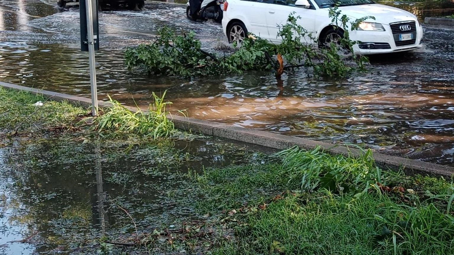 Maltempo, il Lambro è esondato nel Parco di Monza