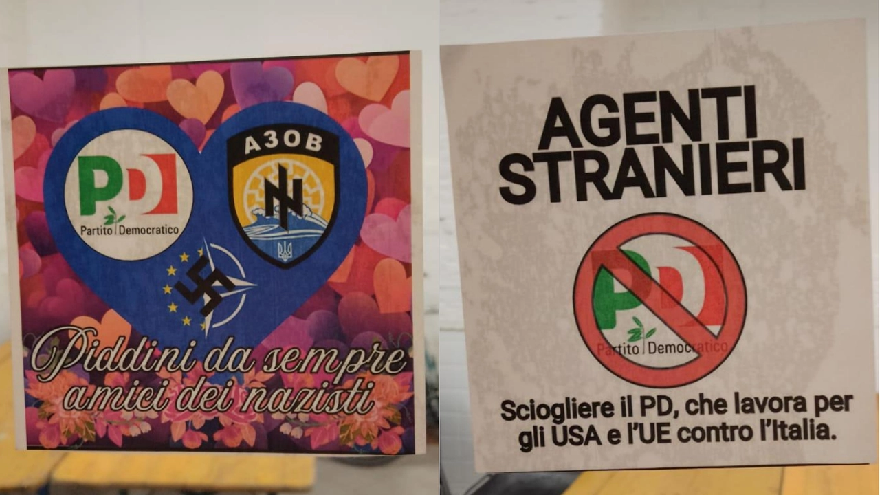 Le scritte offensive comparse nella sede del Pd Savena nella serata di ieri, martedì 14 gennaio